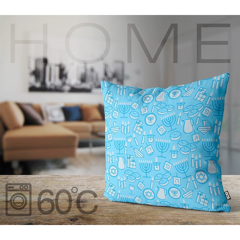 VOID Hanukkah Dreidel Pattern Cushion Cover Sofa Cushion Decorative Outdoor