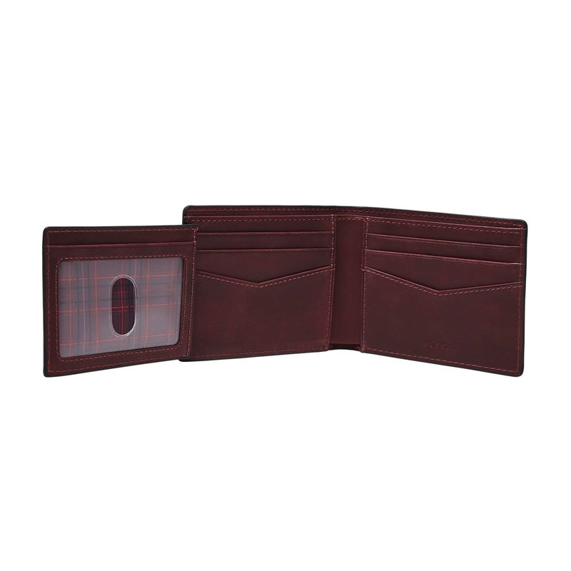 Fossil Everett Bifold With Flip ID Eggplant, Aubergine
