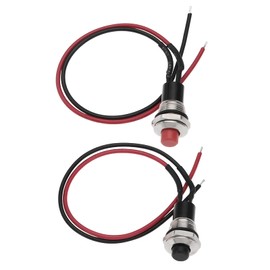 VGOL Pack of 2 Kill Switches for Electric Guitar, 10 mm, Round Pressure Switch, Momentary Pressure Switch with Cable for Electric Guitar and Home Appliances