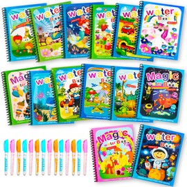 14 Pcs Water Coloring Books,Water Paint Book,Water Painting Book,Paint with Water Books,Water Doodle Book for Valentine's Gifts,Kids,Toddlers,Art Educational Learning Kits,Birthday Gifts