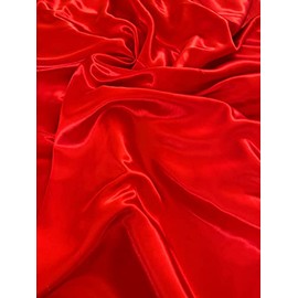 Novato Textiles Silky Satin Liquid Fabric Plain Luxury Craft Dressmaking Fabric 60'' Wide (RED, 1 Meter pre Cut)