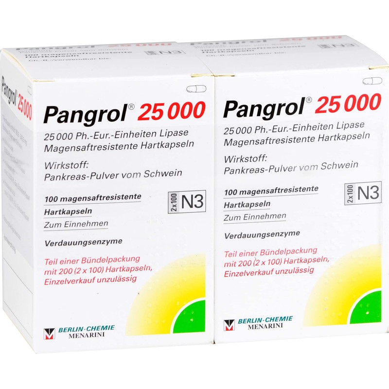 PANGROL 25,000 Hard Cps.with Gastric Juice Coating Pell Pack of