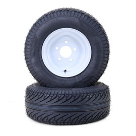 LIBRA 205/65-10 Golf Cart Tire Wheel Assembly w/ 5 Lugs on 4.5" PCD White Steel Wheel, Set 2-14040