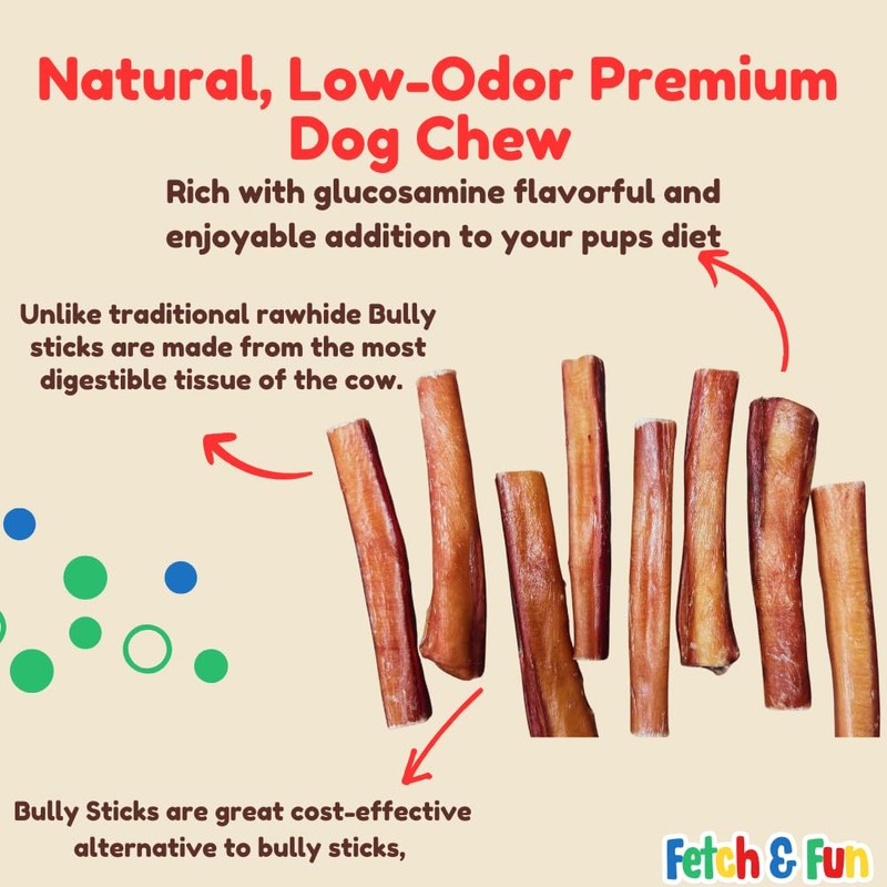 Fetch & Fun BULLYSTICKS - 6 Inch Bully Sticks (Extra