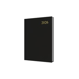 Collins - Essential - 2026 12 Month Calendar Year Planner, Day-To-Page Diary, A5 Hard Cover - Black (ESSA51.99-26)