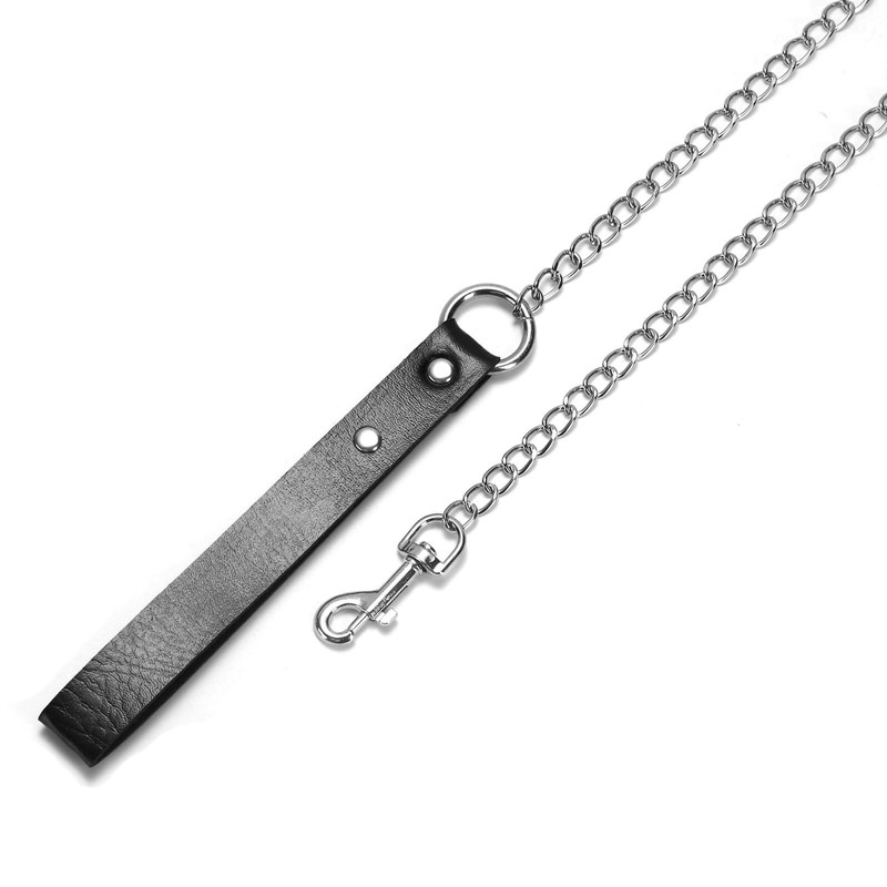 Heavy Duty Dog Leash with Bell Collar Necklace, Metal Chains
