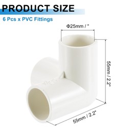 sourcing map 3/4" PVC Fittings, 2 Pcs 3 Way Elbow Connector Elbow PVC Furniture Fittings Corner Fitting for Water Supplies PVC Furniture DIY Shelf Greenhouse Tent Connection, White