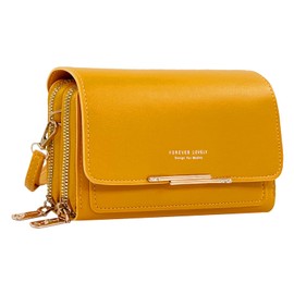 Sisadya Waterproof Small Cell Phone Cross Body Bags for Women with Adjustable Strap,Mini Leather Women's Shoulder Wallets Handbags,Little Anti-Theft Crossbody Purses for Women,Yellow