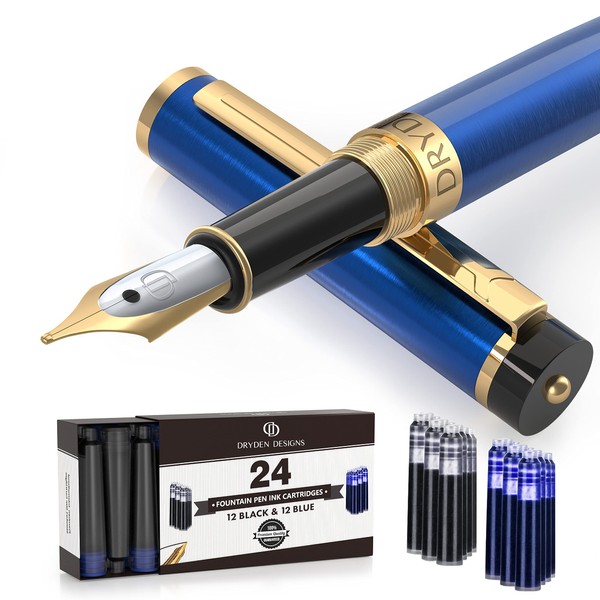 Dryden Designs Fountain Pen - Medium Nib | Includes 24