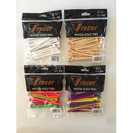 Tracer Teez - 3 1/4" Wooden Golf Tees - 40 Pack (Designer Mix)