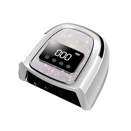 120W Rechargeable Cordless UV LED Nail Lamp – Salon-Quality Gel Nail Light with 4 Timers, Sparkling Rhinestone Design, Fast & Even Curing for All Gel Polishes (Diamond Edition with Silver Border)