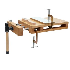 KOLHGNSE Portable Workbench Hard Woodworking Vise Desktop Work Table Work Bench with G-Type Fixing Clips and Limit Blocks, for Home Woodworking Studios (Wood Color)