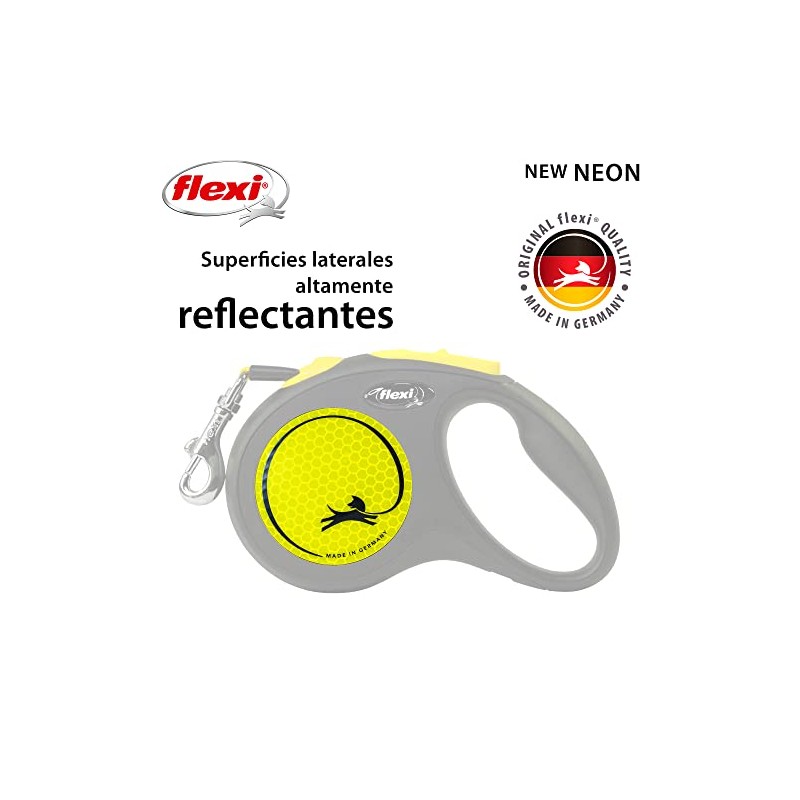 FLEXI Automatic Leash, Small (5m), Negro/Amarillo Reflejante