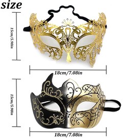 YIMINI Pack of 2 Venetian Masquerade Mask, Ball Masquerade Mask, Venetian Masquerade Mask, Suitable for Men, Women, Dances, Parties (A)