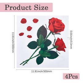 GORGECRAFT 4Pcs Bathroom Rose Toilet Lid Sticker Plants Floral Wall Cover Decals Red Flower Green Leaves Self-Adhesive Waterproof PVC Bouquet Stickers for Wall Toilet Lid Tank Seat Laptop Cistern