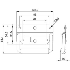Adam Hall Hardware 3412 M2 AH – Set of 2 Folding Handle/Box Handle Spring-Loaded Silver 4-Hole