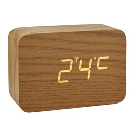 TFA Dostmann Design Funk-Wecker in Holz-Optik Clocco, 60.2549, Kunststoff, L 100 x B 41 x H 70mm