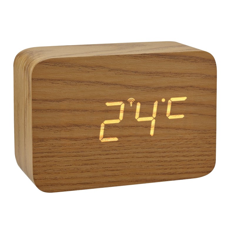 TFA Dostmann Design Funk-Wecker in Holz-Optik Clocco, 60.2549, Kunststoff, L