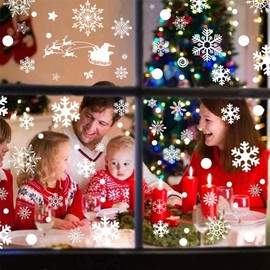 Foho Christmas Window Stickers Snowflake Window Stickers, 10 Sheet Reusable Xmas Window Stickers Christmas Window Decorations for Window Glass Display