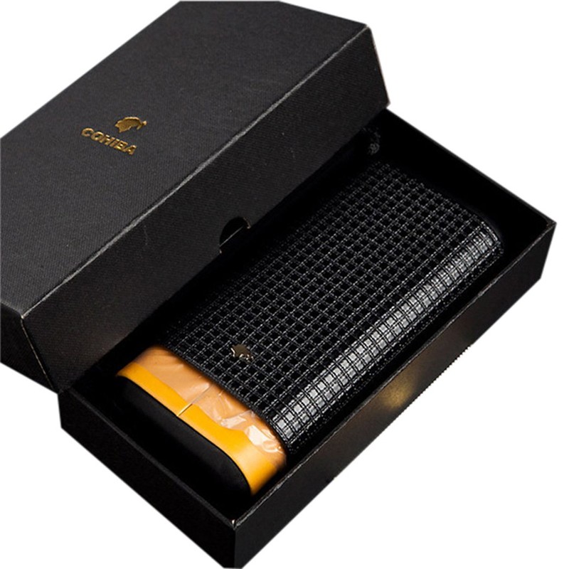 Cigar Tube Leather Travel Cigar Case Cedar Wood Tube Mini