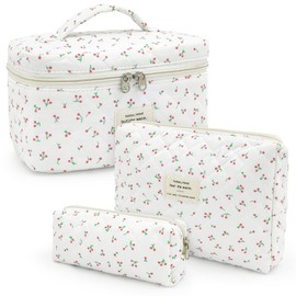 beifon Set of 3 Cosmetic Bags Toiletry Bag Women with Floral Pattern Toiletry Bag Waterproof Make Up Bag Portable Makeup Bag Wash Bag Large Women Girls, Multicoloured (multicoloured B), Modern