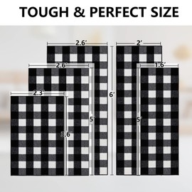 FONEYI Buffalo Plaid Rug 27.5 x 43 Inches, Non Slip Black and White Check Rugs Indoor or Outdoor Rugs for Layered Door Mats, Washable Fall Front Door Mat for Front Porch, Kitchen, Farmhouse, Entryway