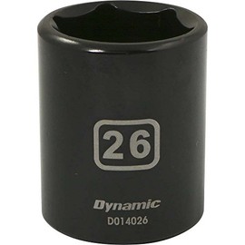 Dynamic Tools 1/2-Inch Drive 6 Point Metric, 26-Millimeter Standard Length, Impact Socket