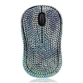 Brand Luxury Bling Dazzle Jeweled Rhinestone Crystal Wireless Mouse for Computers and Laptops Office - Pink Colorful
