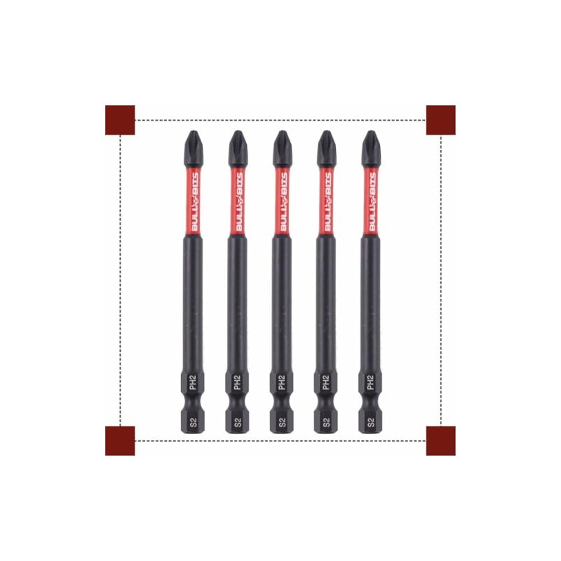 5X Bull Bits 90mm PH2 Impact Screwdriver Bits Set –