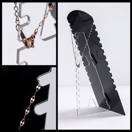 Justsoso 2PCS Acrylic Necklace Holder for Selling,Jewelry Display Stand for Show,Necklace Organizer Rack Boutique Storage(4.72" width, Black)