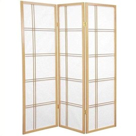 Oriental Furniture 5 ft. Tall Double Cross Shoji Screen - Natural - 3 Panels
