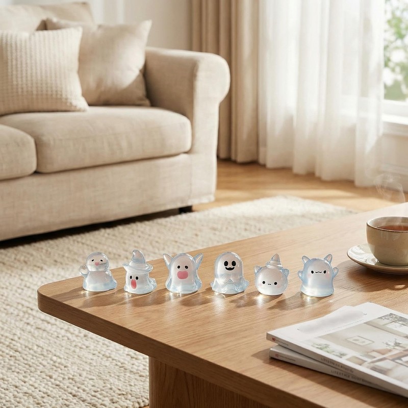 Chesomn 6 Pcs Mini Luminous Ghost Car Decor Set, Car
