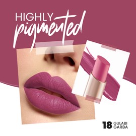 MARS Creamy Matte Long Lasting Lipstick for Women | Creamy Lipstick | Single Swipe Application | Smooth & Light Weight (3.2 gm) (18-Gulabi Garba)