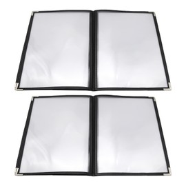 Hoypeyfiy 2 Pack A4 Menu Covers, 6 Page 12 View Plastic Menu Book Cover Rectangle Restaurant Menu Covers Binder Clear Protective for Restaurant 320x240x9mm