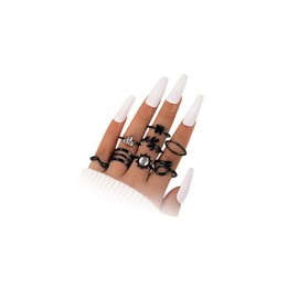 Boho Butterfly Stacking Knuckle Ring Set for Women Dainty Y2k Leaf Heart Round Rings Joint Finger Stackable Nail Ring Jewelry Gifts (B)