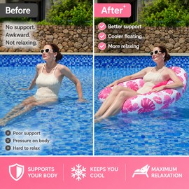 Inflatable Pool Hammock Float for Relaxing – Foldable Backrest Lounge Chair for Pool, Lake & Beach