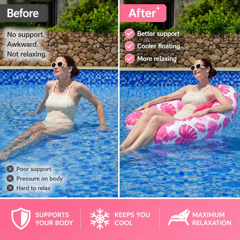 Inflatable Pool Hammock Float for Relaxing – Foldable Backrest Lounge