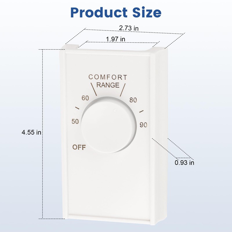 QCG White Double Pole Line Volt Thermostat Cover with Knob,