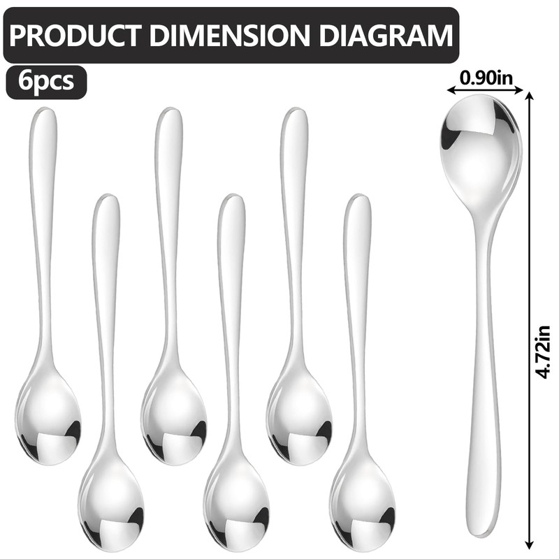 CVNRCLP 6-Piece Stainless Steel Egg Spoons Set - Perfect for