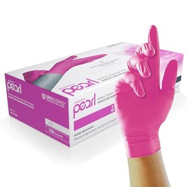 UNIGLOVES Magenta Pearl Nitrile Examination Gloves - Multi Purpose Powder Free and Latex Free Disposable Gloves - Box of 100 Gloves, Magenta, Small (GP8502)