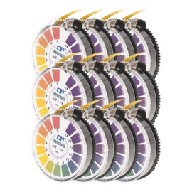 PATIKIL 5m/Roll PH Test Paper Strips Roll, 12 Roll PH 0-14 Full Range Litmus PH Tester Acid Alkaline Testing Monitoring for Water Food Soil Soap Saliva