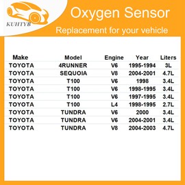 KUHTYB Oxygen Sensor SG377 SG541 SG796 SG831 SG845 Downstream O2 Sensor Compatible with TOYOTA 2004 2003 2002 2001 TUNDRA Auto Trans V6 3.6L O2 Sensor