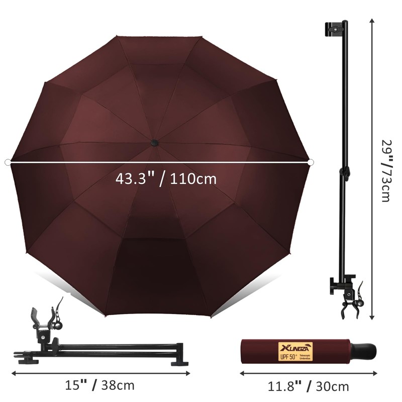 XLINGZA UPF 50+ Beach Umbrella with Adjustable Universal Clamp