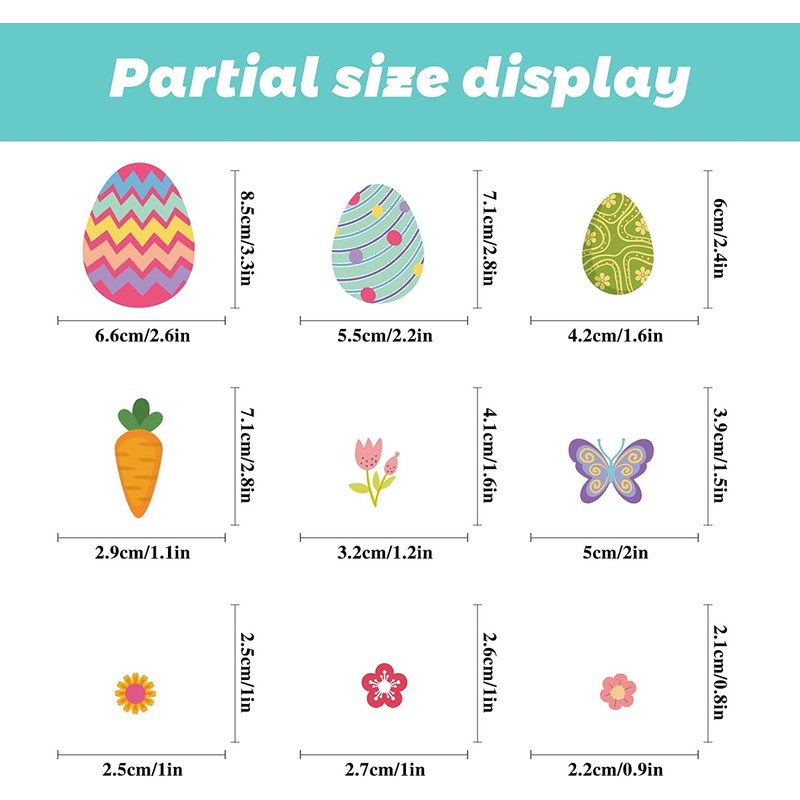 70 PCS Easter Window Cling Stickers, Cute Eggs Clings for