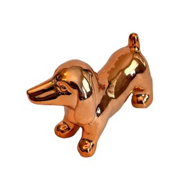 Dachshund Dog Glossy Shiny Modern Art Rose Gold Ceramic 3 1/4" Figurine Ornament