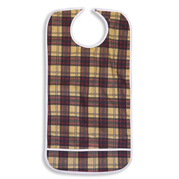 Nobles Health Care Product Solutions 4 Pack Adult Vinyl Adult Bibs with Crumb Catcher - Premium (4 Scottish Plaid)
