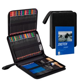 Bluelander Kit de Dibujo Profesional de 71 Piezas, Lapices de Dibujo, Incluye Lápices de Carboncillo, Bosquejo, Acuarela, Cuaderno de Dibujo, Estuche Portátil y Más, Para Principiantes y Profesionales