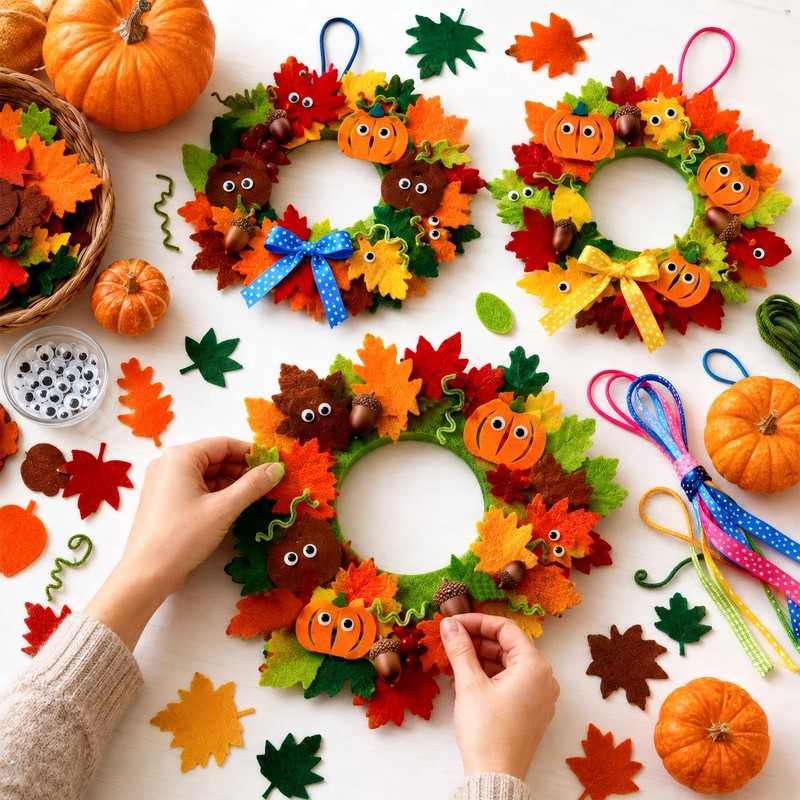 Homgaty Autumn Wreath Making Kit, 8 Pack DIY Fall Craft