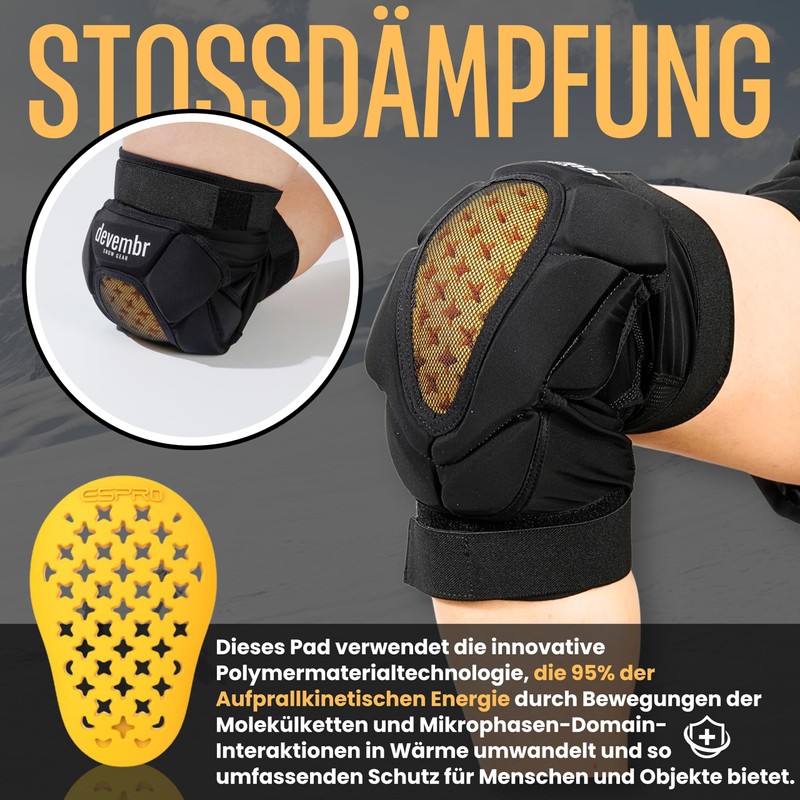 devembr Protective Knee Pads for Snowboard, Skate, Ski - Designed