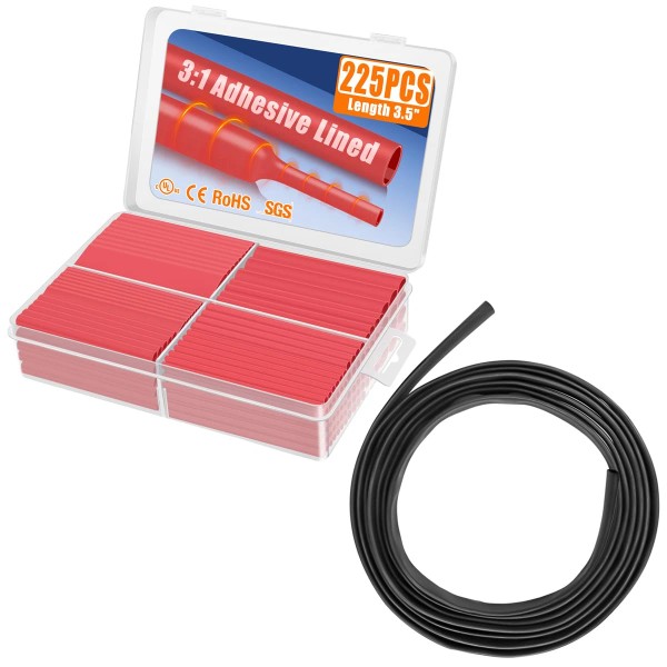 ✨1/2 Inch 10Ft + 225 Pcs 3:1 Waterproof Heat Shrink